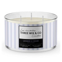 Chandelle de soya 3 mèches - Lavande & Cacao - Three Wix & co candles