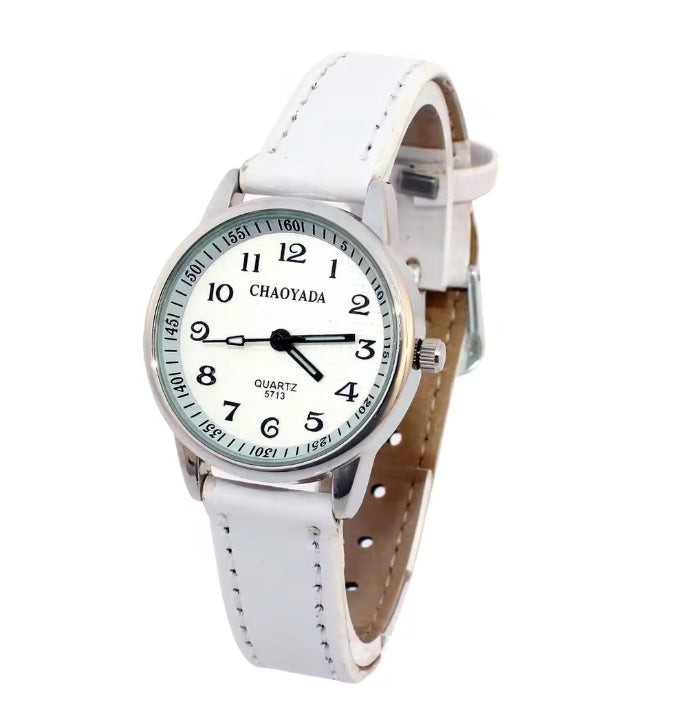 Montre pour femmes avec bracelet de cuir blanc - Chaoyada