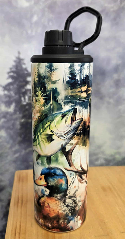 Gourde isotherme sport 20 0z. - Chasse et Pêche (Chevreuil Ours, Poisson)