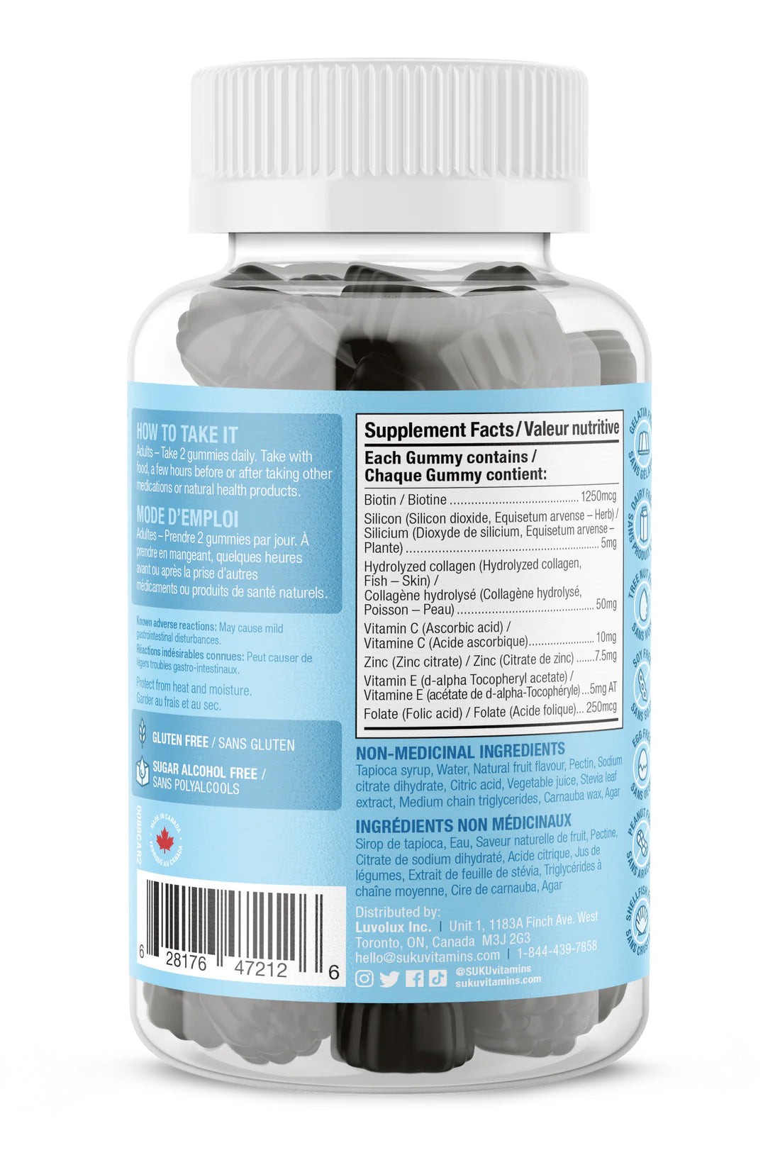 Cheveux, ongles, peau somptueux - Suku Vitamines - 60 gummies