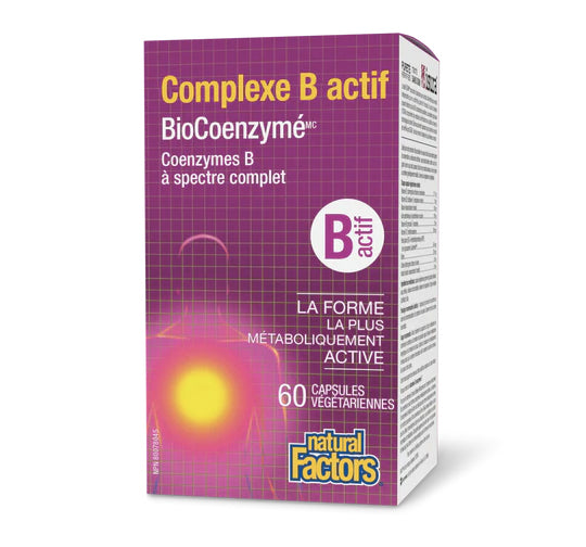 Complexe B Actif BioCoenzymé à Spectre Complet - Natural Factors - 60 ou 120 capsules