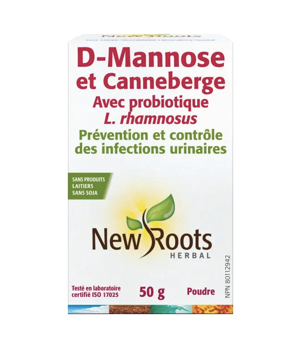 D-Mannose et Canneberge - Prévention et contrôle des infections urinaires - New Roots - 50g