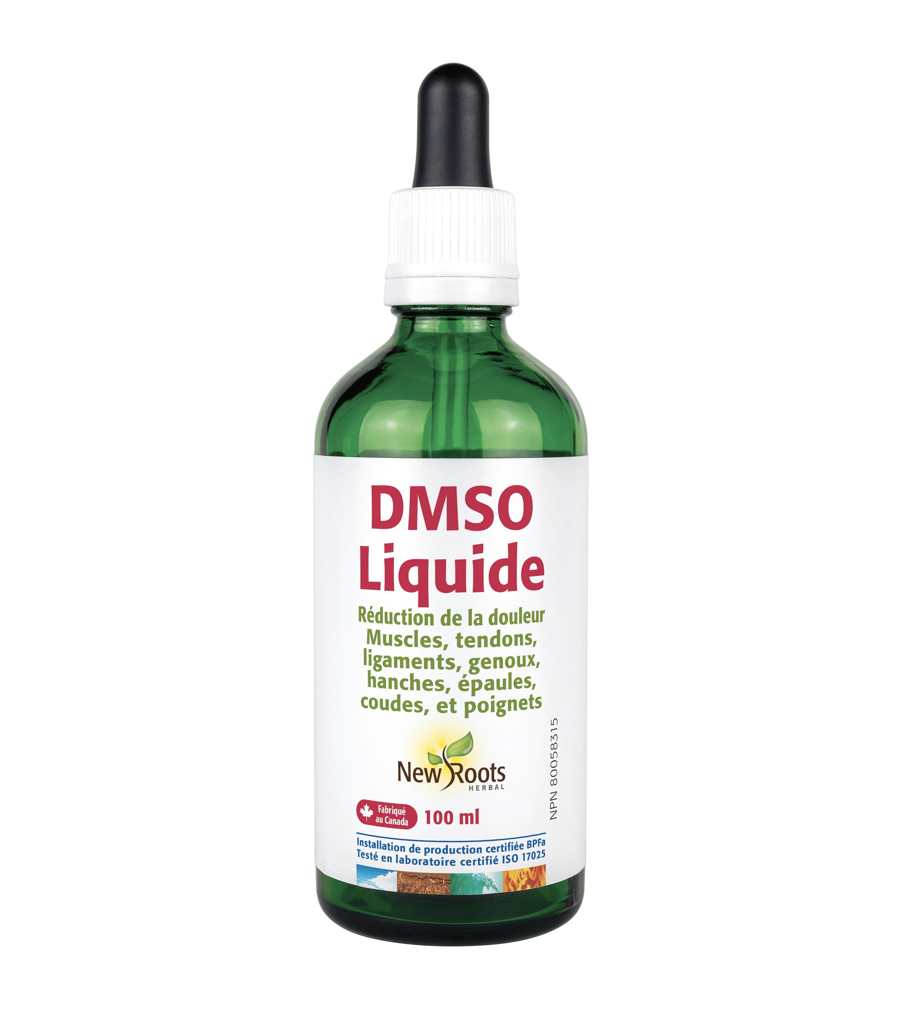 DMSO liquide - Diminution douleur articulations, tendons, ligaments, muscles - New Roots - 100ml