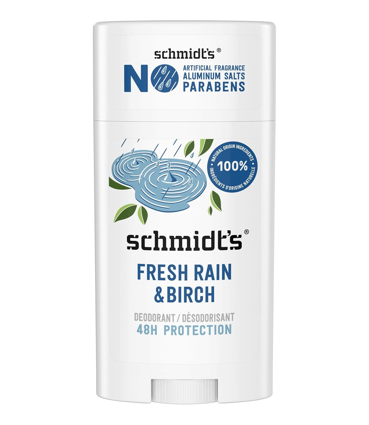 Déodorant naturel sans aluminium - Pluie fraîche et bouleau - Schmidt's - 75g