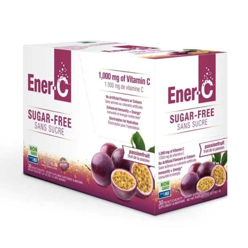 Mélange à boisson multivitaminé - Sans sucre - Fruit de la passion - Ener-C - 30 sachets