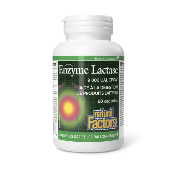 Enzyme Lactase - Facilite la digestion des produits laitiers - Calme les gaz et les ballonnements - Natural Factors - 60 capsules