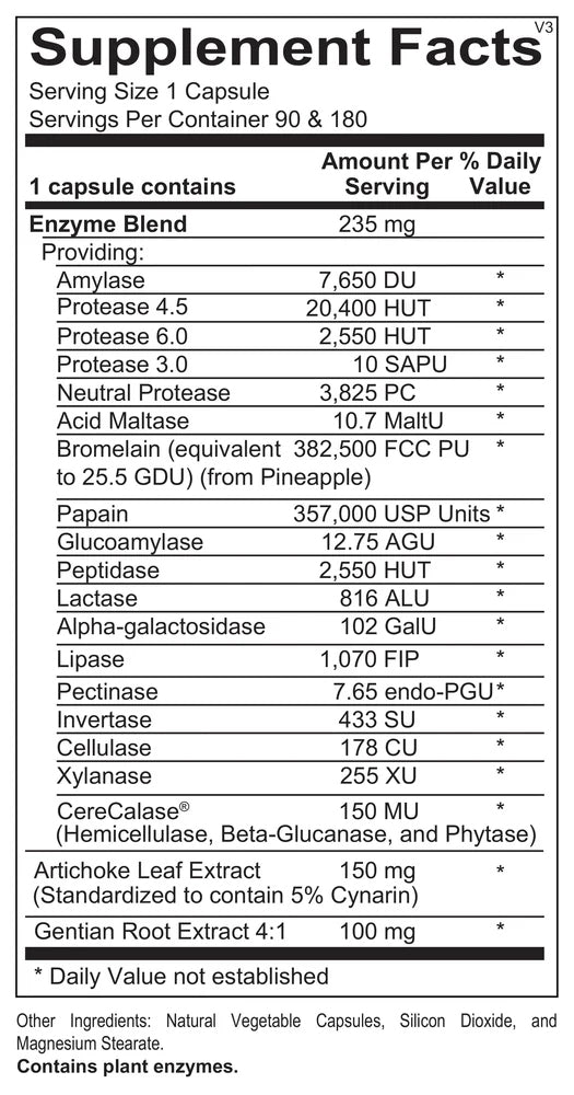 Digestzyme-V - Enzymes digestives - Ortho Molecular Products - 90 capsules