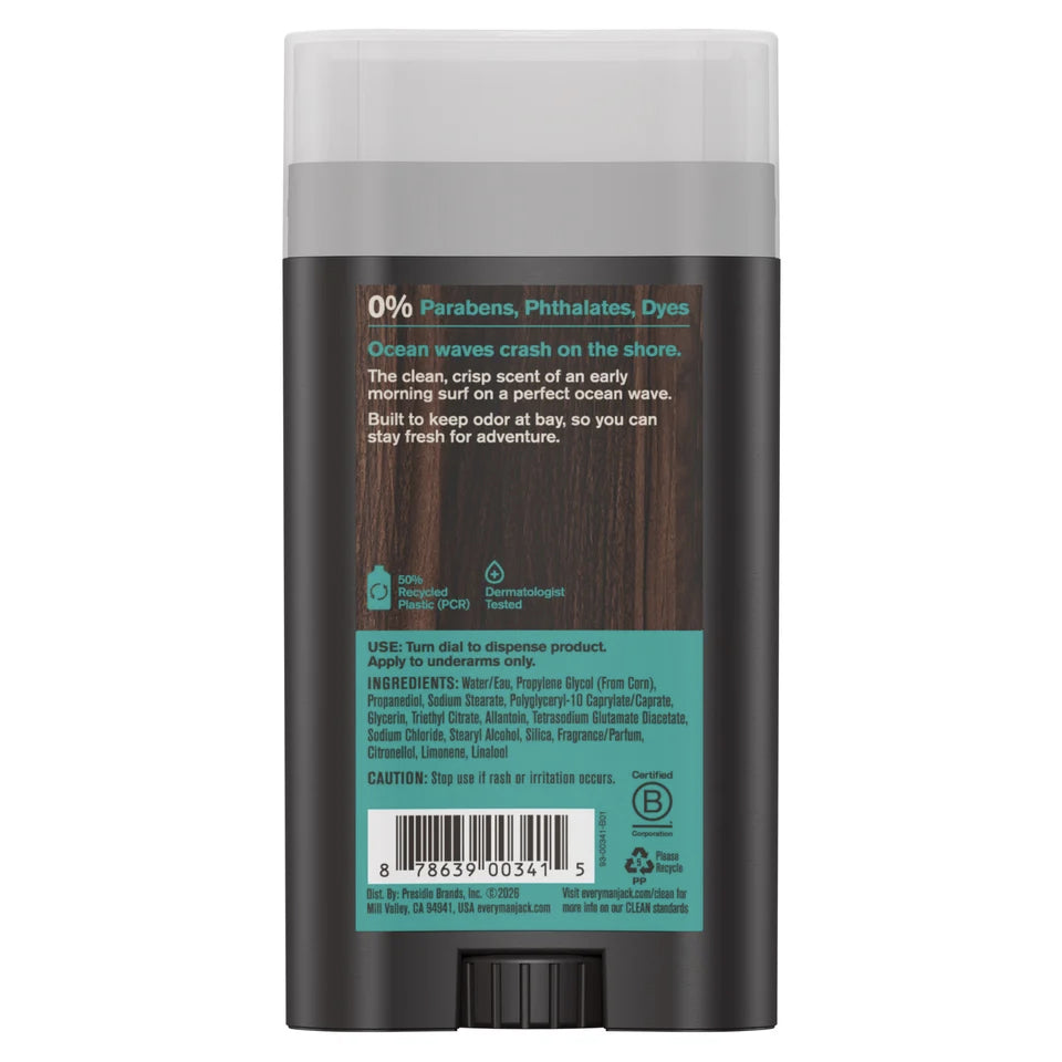 Déodorant pour hommes - Sans Aluminium - Sel de Mer et citron - Every Man Jack - 85g
