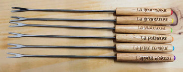 Lot de 6 fourchettes à fondue humoristiques (version féminine)