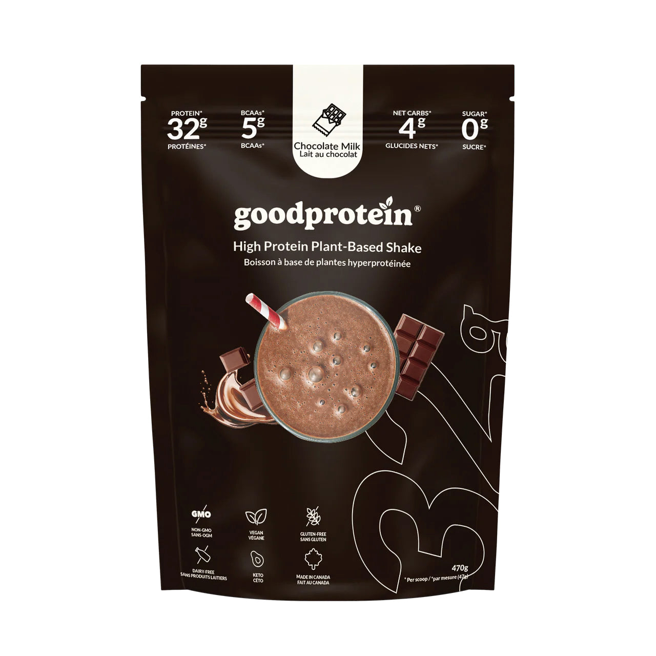 Boisson hyperprotéinée 32g - Lait au chocolat - Good Protein - 2 formats (470- 940g)