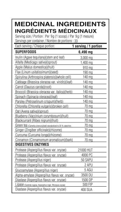 Superfoods + Greens (aliments verts) - Believe supplements - Ananas et Noix de Coco - 300g (poudre)