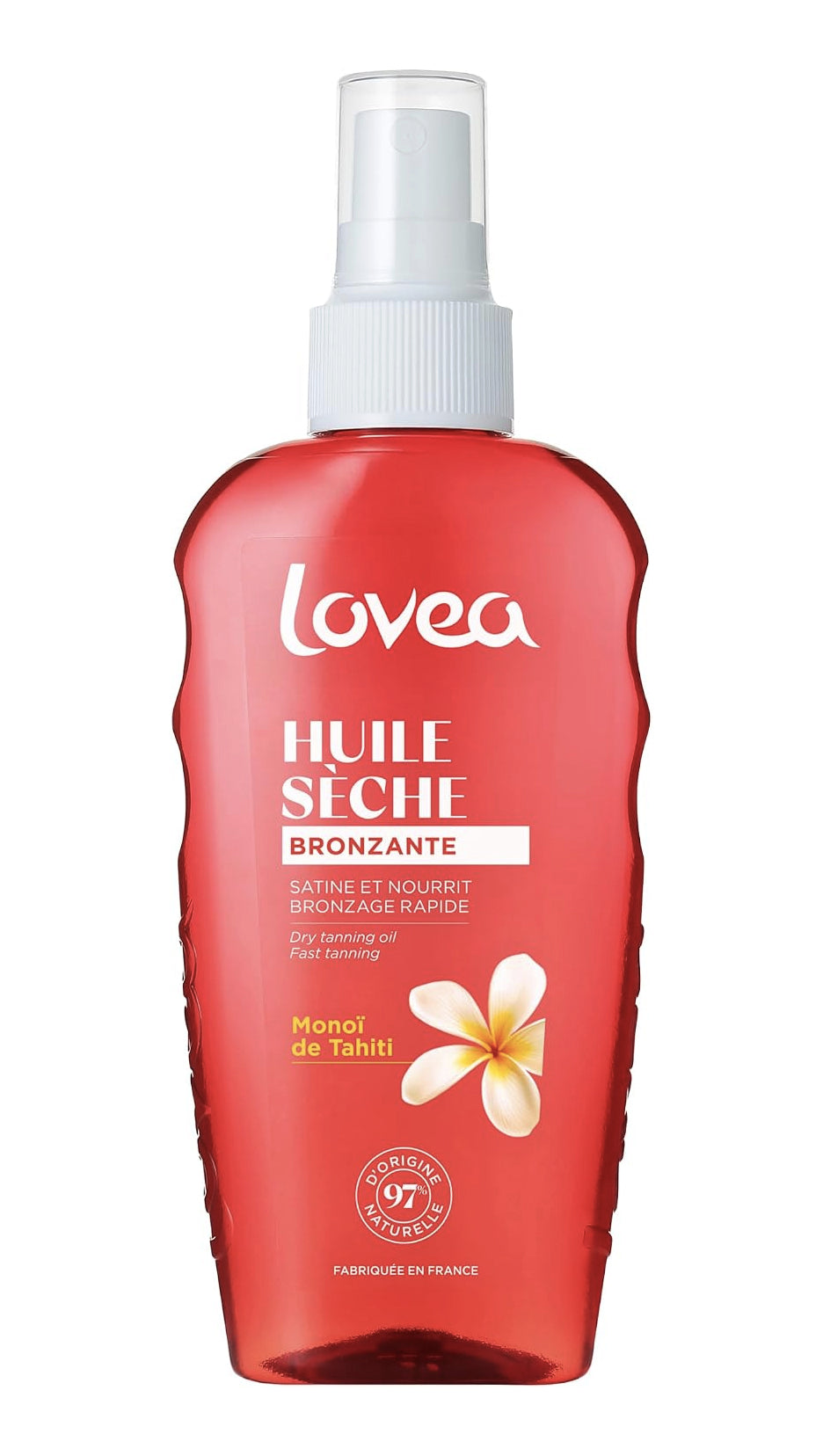 Huile Sèche Bronzante - Visage et corps - Satine et Nourrit -  Bronzage rapide - Monoï de Tahiti -  LOVEA