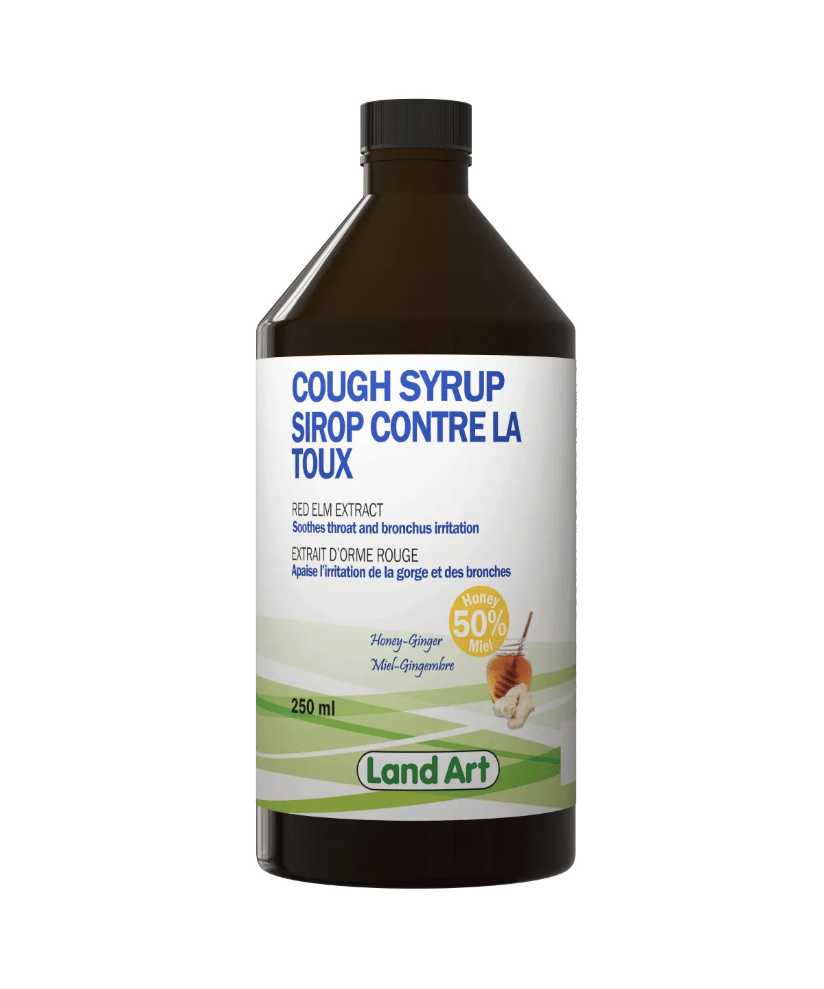 Sirop contre la toux - Apaise irritation de la gorge et des bronches - Land Art - 250ml - Miel et Gingembre
