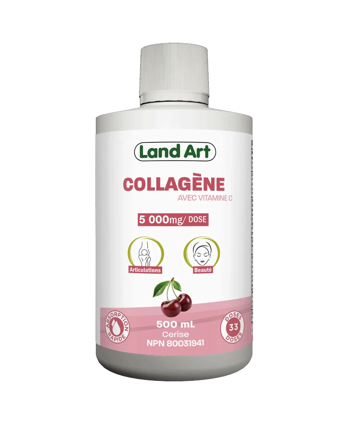 Collagène bovin hydrolysé - Land Art - 500ml - Saveur cerise