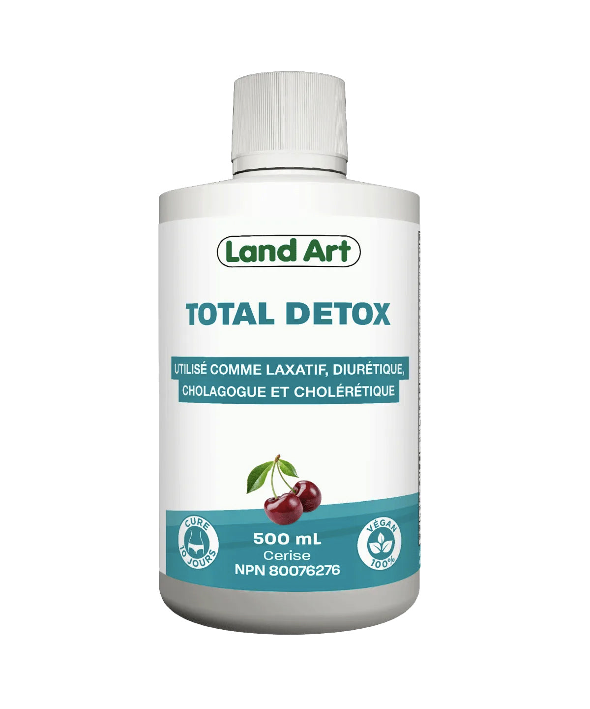 Total Detox - Soutient élimination naturelle des toxines et renforcer bien-être digestif - Land Art - 500ml - Saveur Cerise