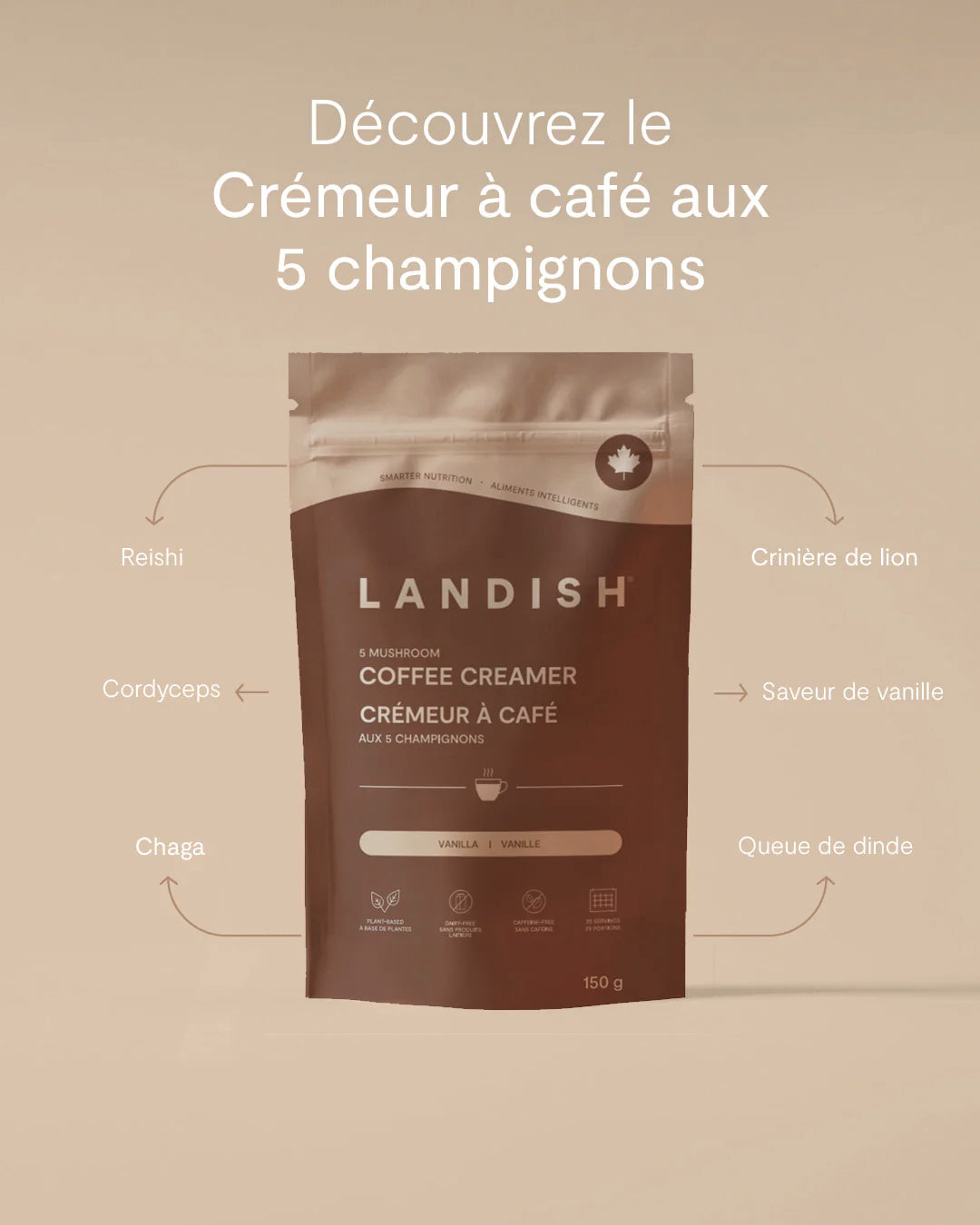 Crémeur à café aux 5 champignons - Landish - 150g