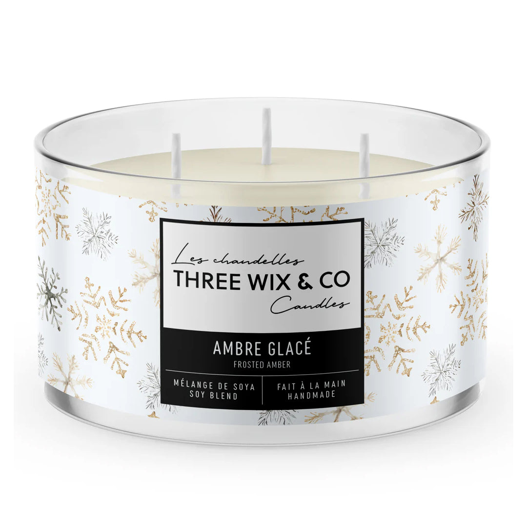 Chandelle de soya 3 mèches - Ambre Glacée - Three Wix & Co candles