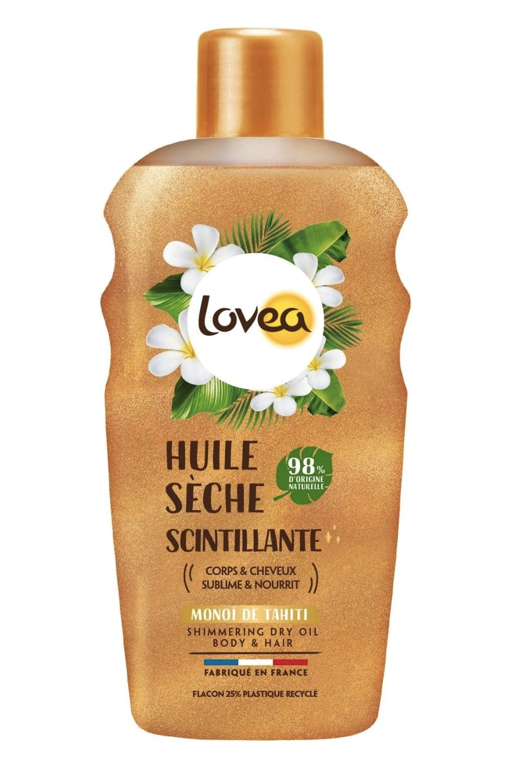 Huile Sèche Scintillante - Sublime et nourrit - Corps et cheveux - Monoï de Tahiti - Lovea - 150ml