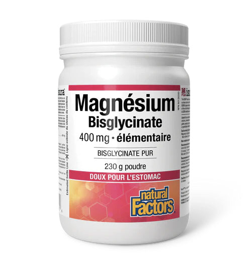 Magnésium Bisglycinate 400mg - Natural Factors - 230g poudre