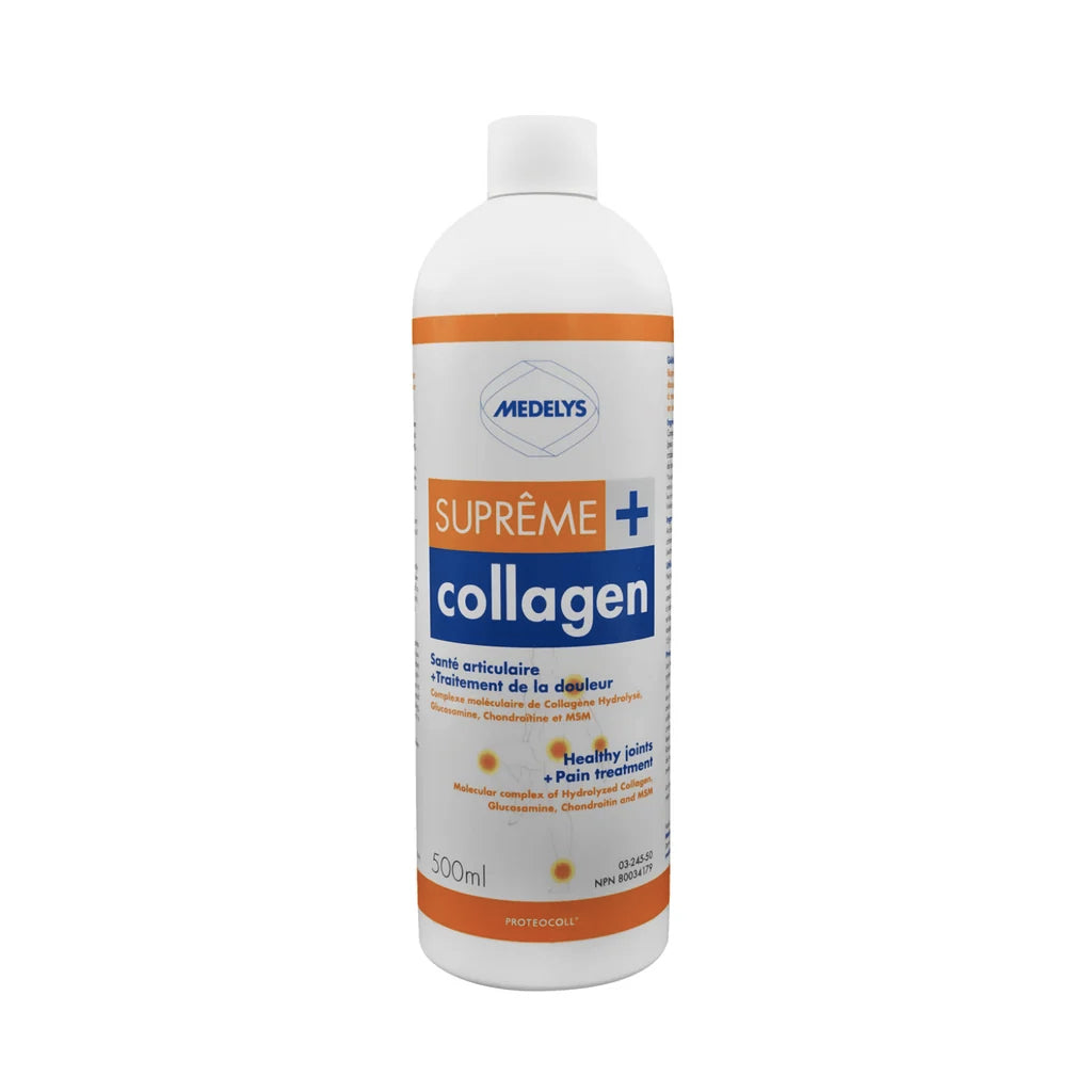Collagène Suprême+ - Collagène hydrolysé/lysine/glucosamine/chondroïtine/MSM - Medelys - 500ml