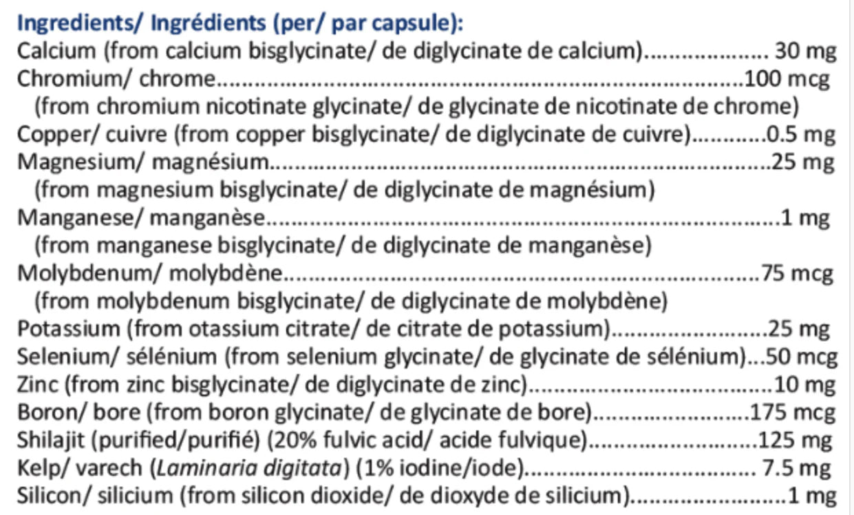 Mineroplex (multi-minéraux avec shilajit) - Vita Aid Professionnals - 112 capsules