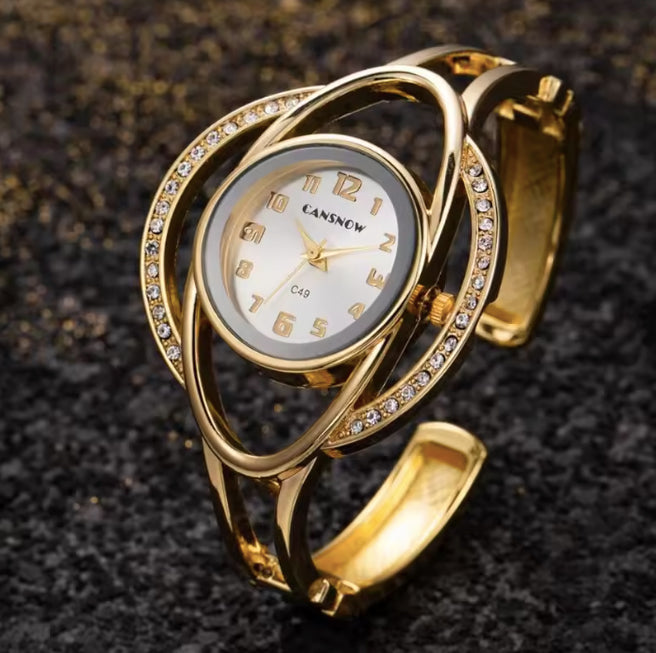 Montre bangle pour femmes couleur or - Cansnow