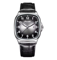Montre pour hommes carrée avec bracelet de cuir noir
