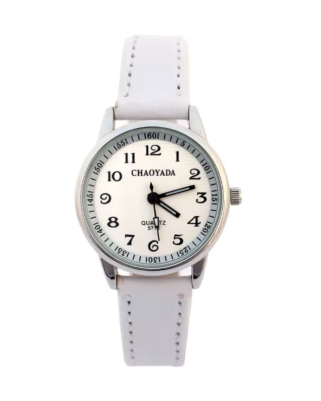 Montre pour femmes avec bracelet de cuir blanc - Chaoyada
