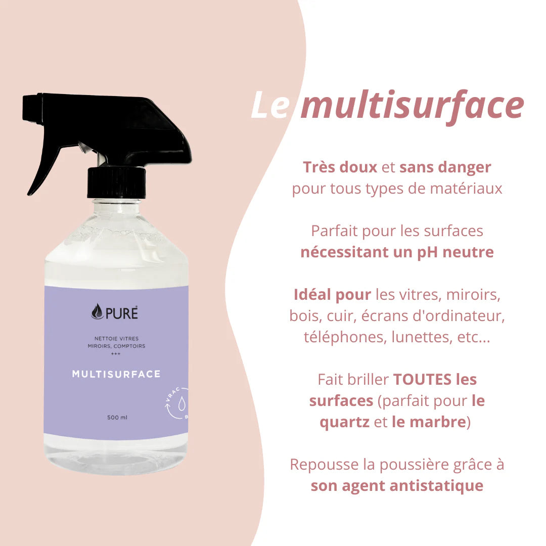 Nettoyant Multisurface - Vitres, Miroirs, Comptoirs - Pure Bio - 500ml