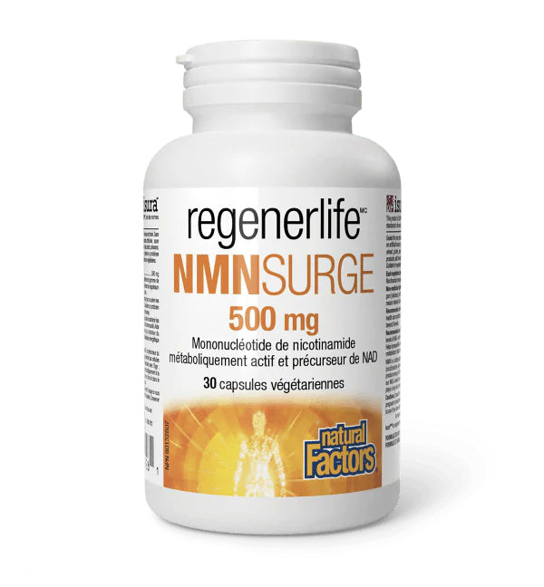 NMN Surge 500mg - Précurseur de NAD + - Regenerlife - Natural Factors - 30 gélules