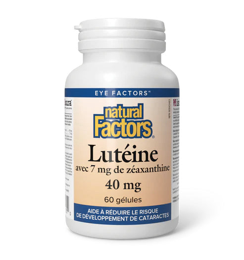 Lutéine 40mg avec 7mg de Zéaxanthine - Aide à prévenir le risque de développement de cataractes - - Natural Factors - 60 gélules