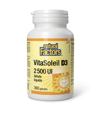 VitaSoleil - Vitamine D3 - 2500UI - Natural Factors - 360 gélules