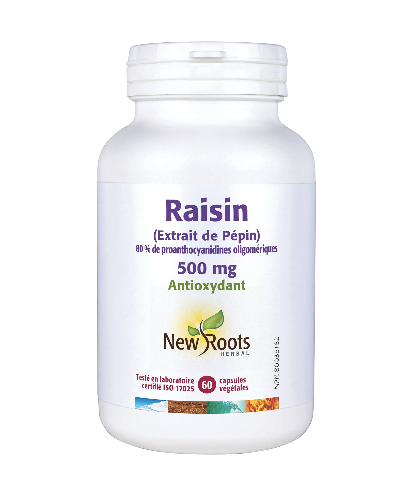 Extrait de Pépins de Raisin - 500mg - Antioxydant - New Roots - 60 capsules