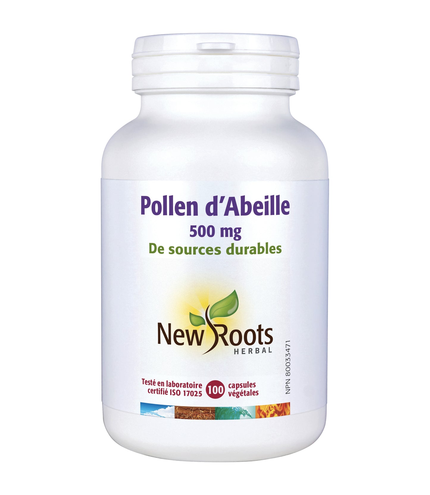 Pollen d'abeille 500mg - New Roots - 100 capsules