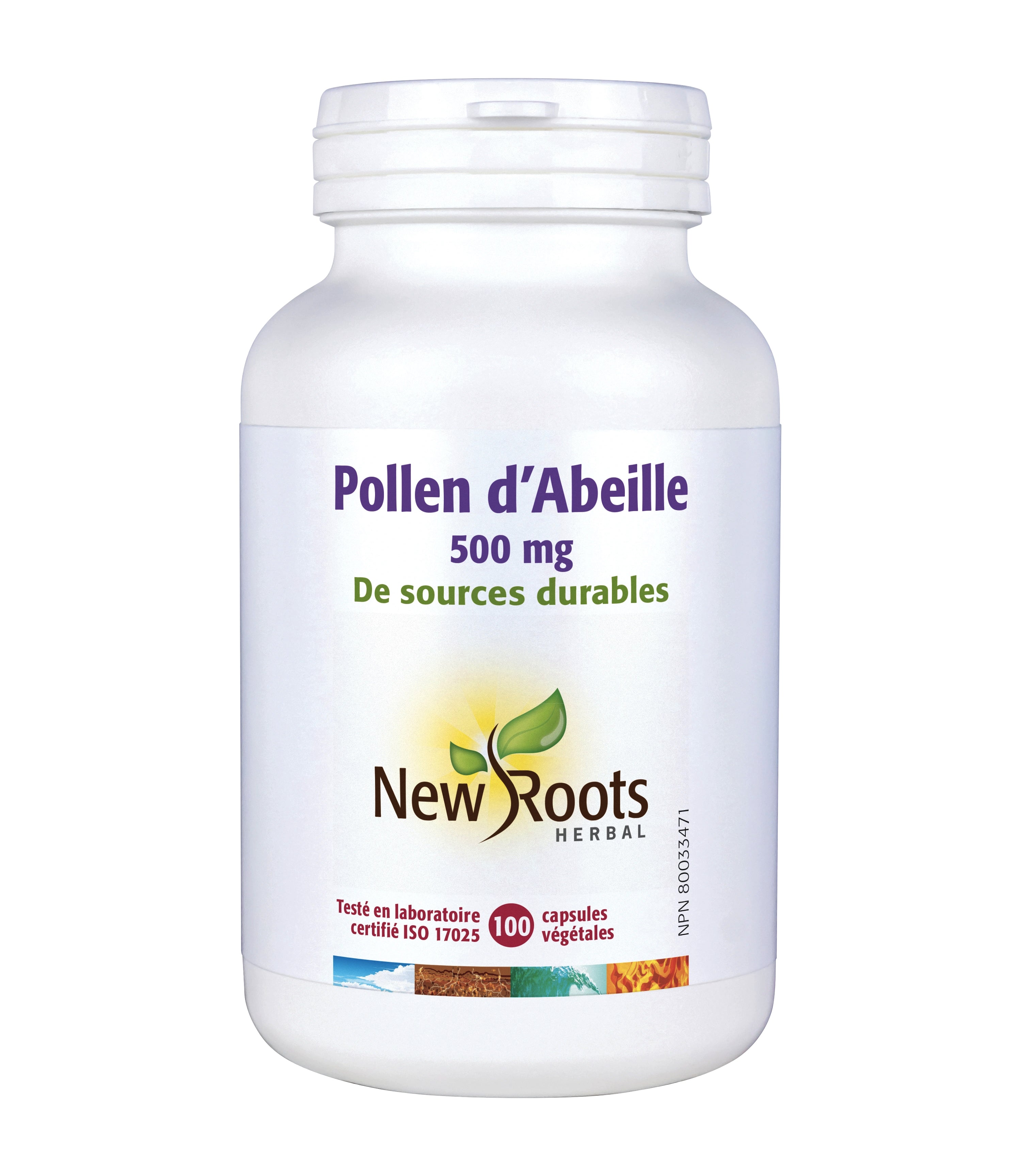 Pollen d'abeille 500mg - New Roots - 100 capsules