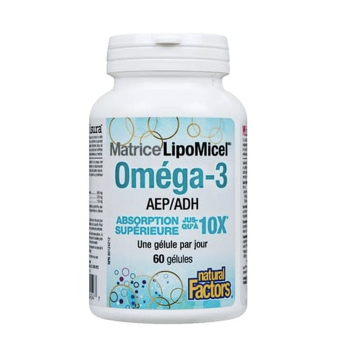 Oméga-3 Matrice Lipomicel AEP + ADH - Natural Factors - 60 ou 120 gélules