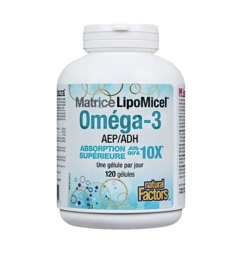 Oméga-3 Matrice Lipomicel AEP + ADH - Natural Factors - 60 ou 120 gélules