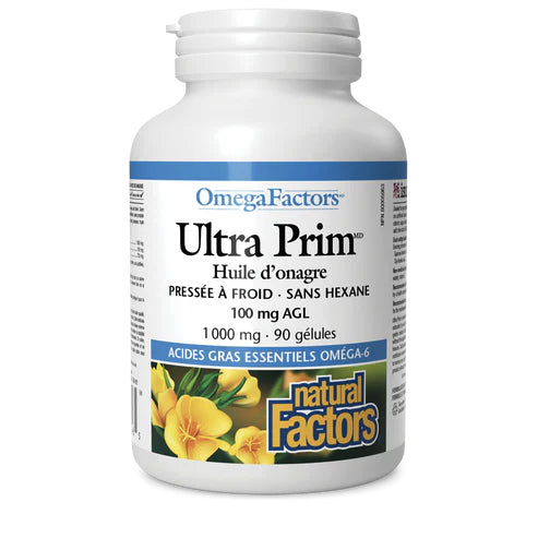 Ultra Prim Huile d'onagre 1000mg (100mg AGL) - Omega Factors - Natural Factors - 90 gélules