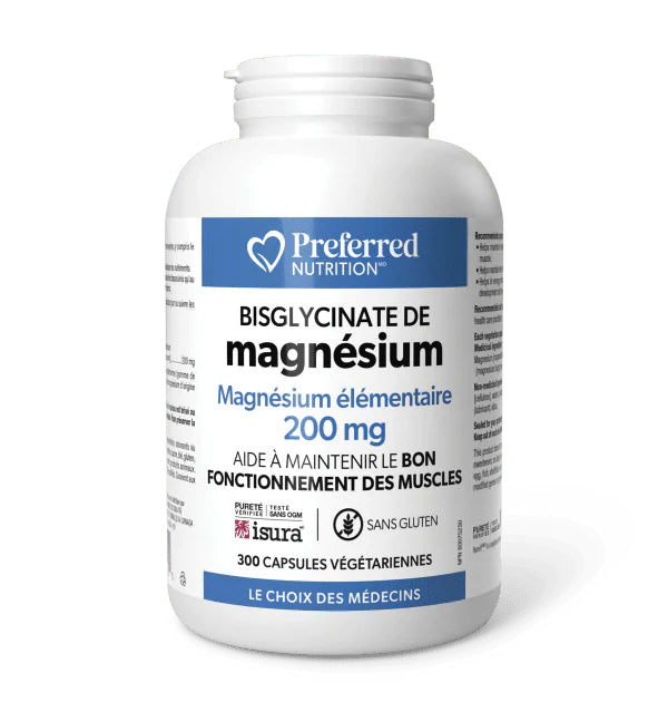 Magnésium bisglycinate 200mg - Preferred Nutrition - 150 ou 300 capsules
