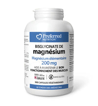 Magnésium bisglycinate 200mg - Preferred Nutrition - 150 ou 300 capsules