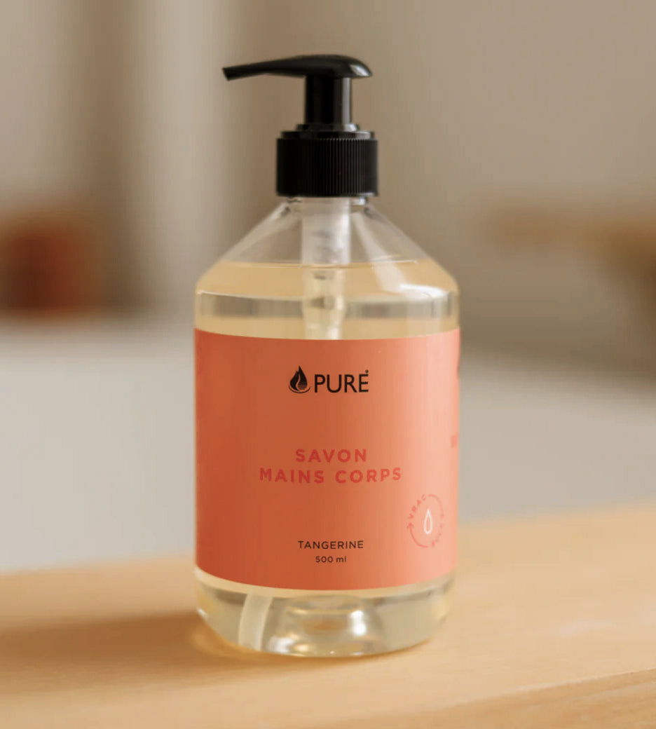 Savon Mains et Corps - Doux et Hydratant - Tangerine - Pure Bio - 500ml