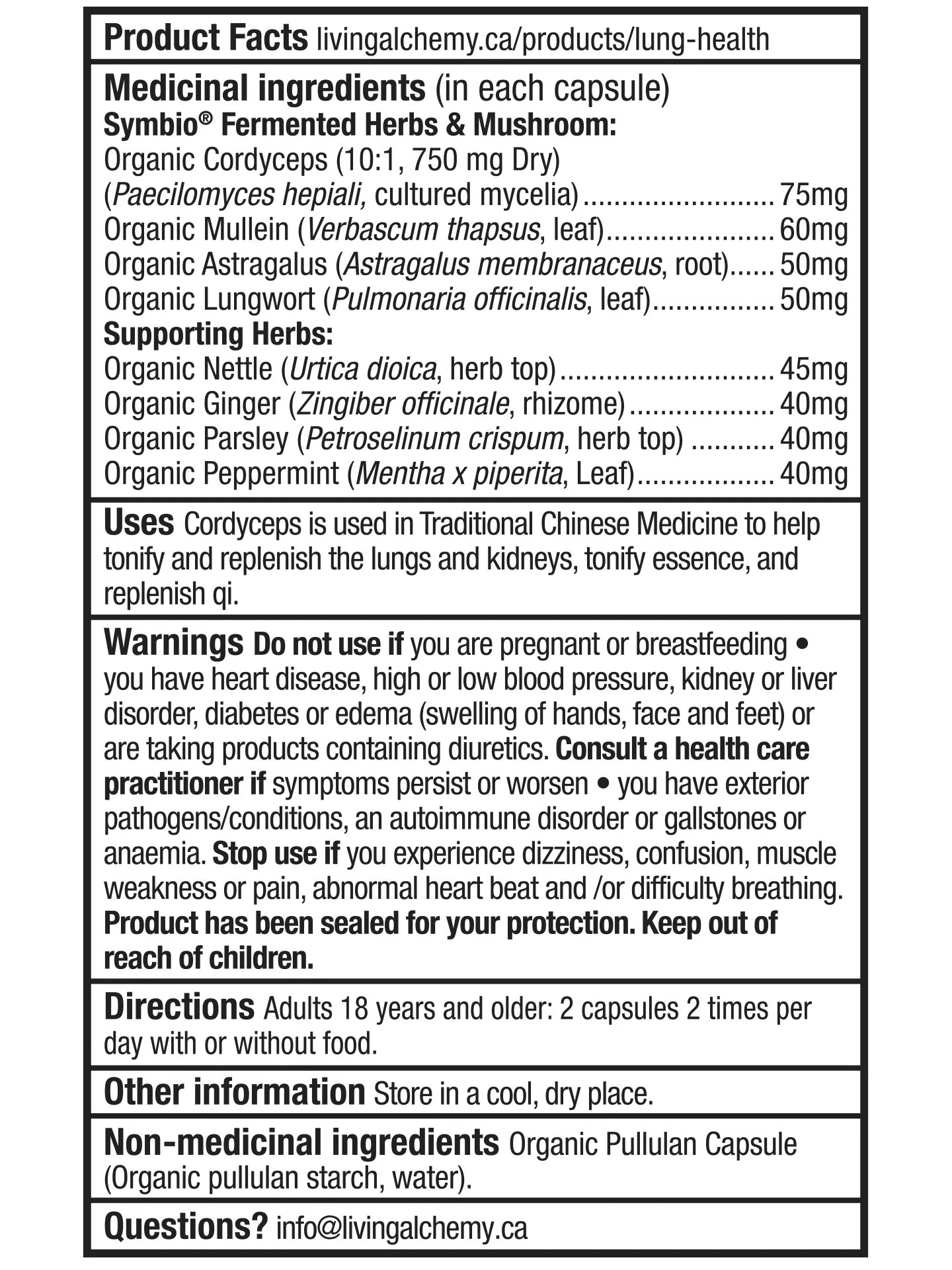 Santé des Poumons - Living Alchemy - 60 capsules