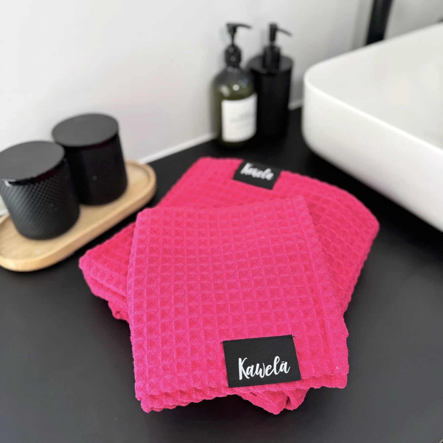 Ensemble Serviette de douche en microfibre + serviette à mains - Rosas - Kawelä