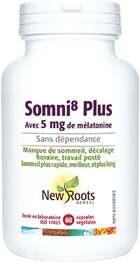 Somni  8  Plus avec 5mg de mélatonine- New Roots- 60 capsules