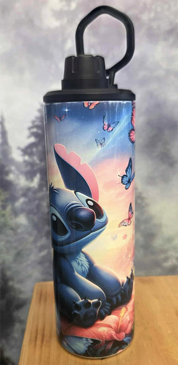 Gourde isotherme sport 20 oz. - Stitch fleurs et papillons
