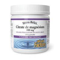 Citrate de magnésium - 300mg - Natural Factors - 250g poudre - 2 saveurs