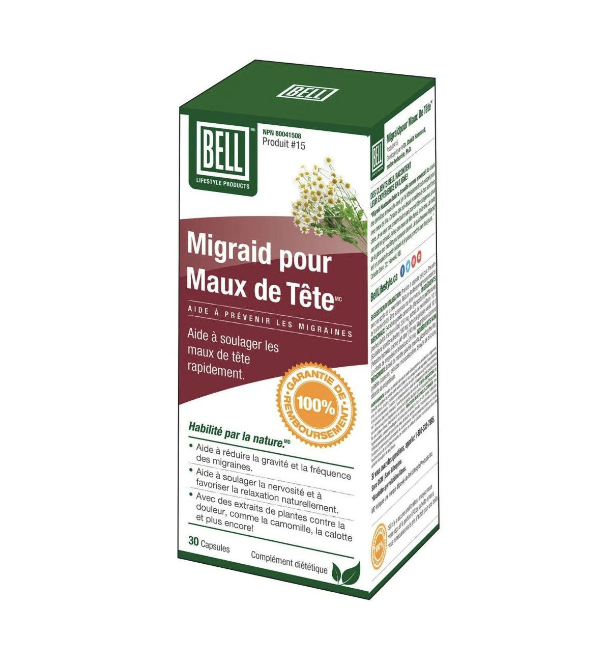 Migraid pour maux de tête - Bell #15 - 30 capsules