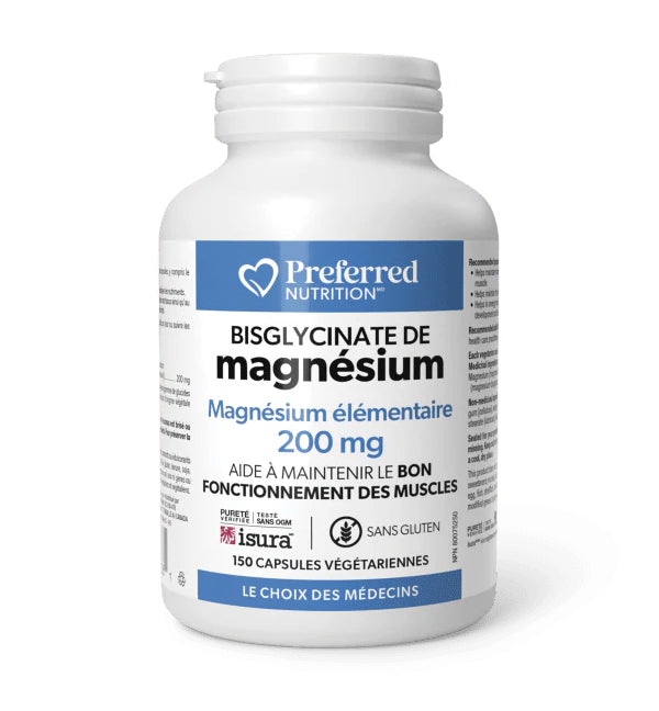 Magnésium bisglycinate 200mg - Preferred Nutrition - 150 ou 300 capsules