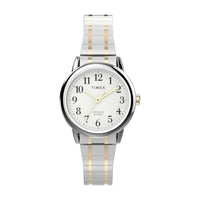 Montre Timex pour femmes - Easy Reader - TW2W25200 - Bracelet extensible 2 tons en acier inoxydable - Indiglo