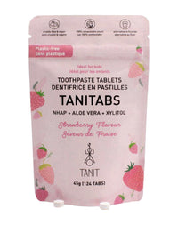 Dentifrice en pastilles Tanitabs - avec xylitol et hydroxyapatite - Saveur de Fraise - idéal pour enfants - Tanit - Paquet de recharge de 124 pastilles